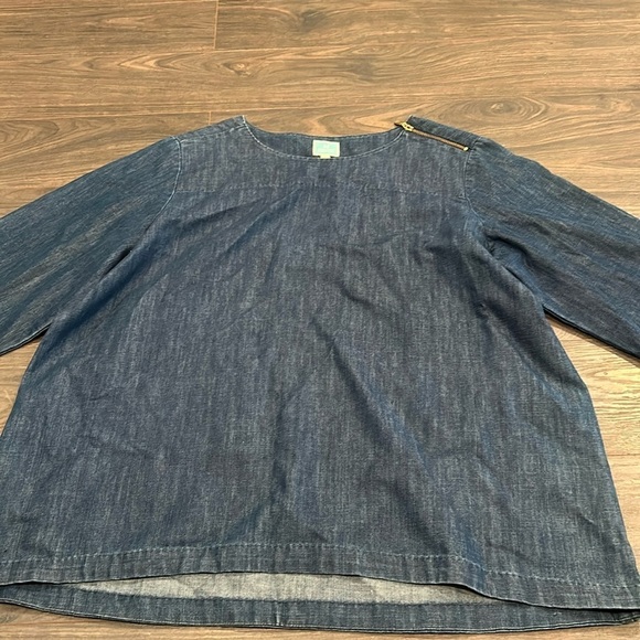 Martha Stewart lightweight denim 3/4 sleeve top / tunic  size XXL - Picture 1 of 3